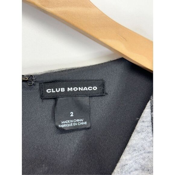 Club Monaco Mini Bodycon Dress Size 2 Gray Black Long Sleeve Cotton Blend Zip Up - Picture 9 of 9